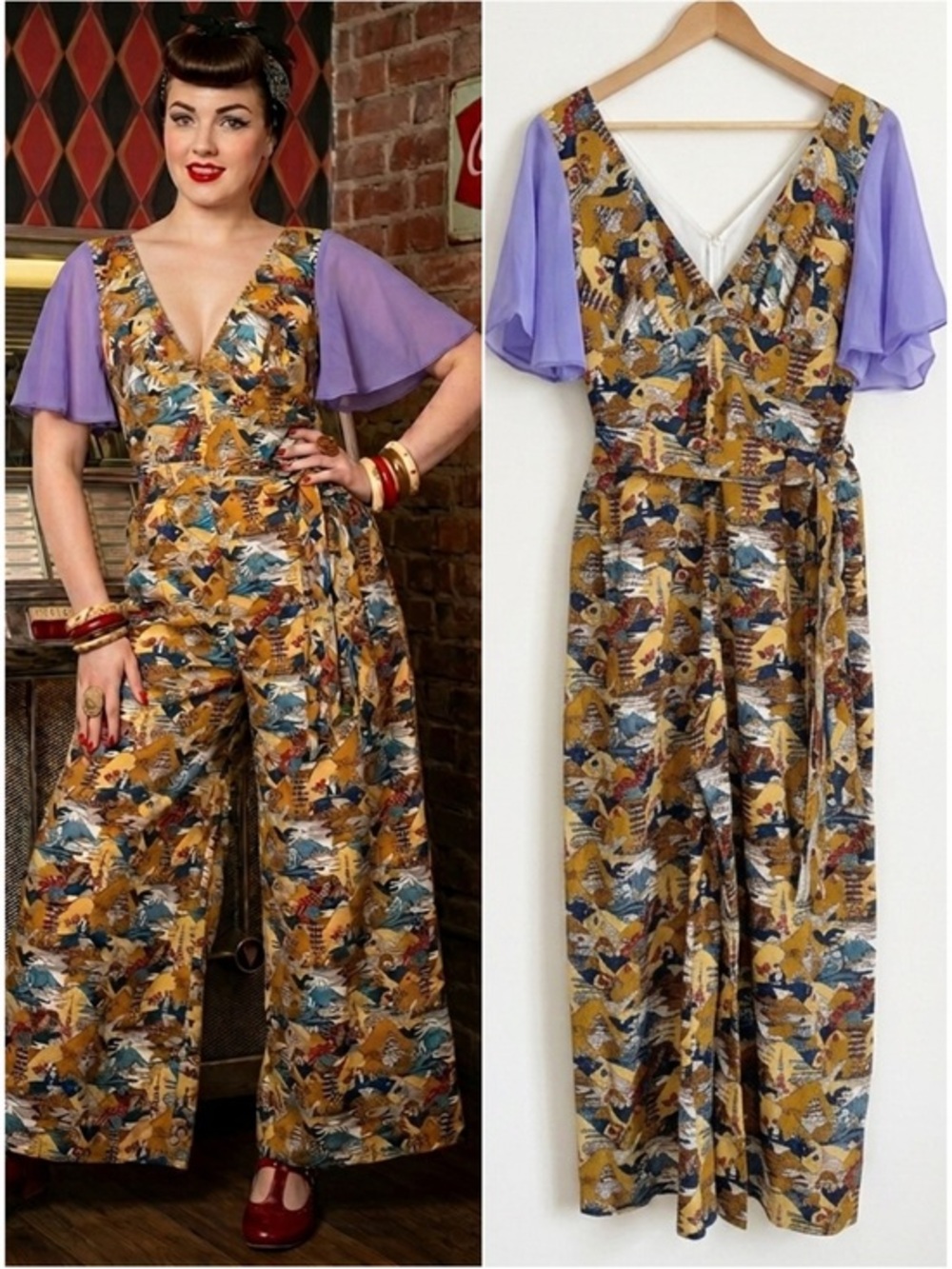 Victory Parade x Bettie's Bombshells Custom Design Japan Theme Jumpsuit Size M